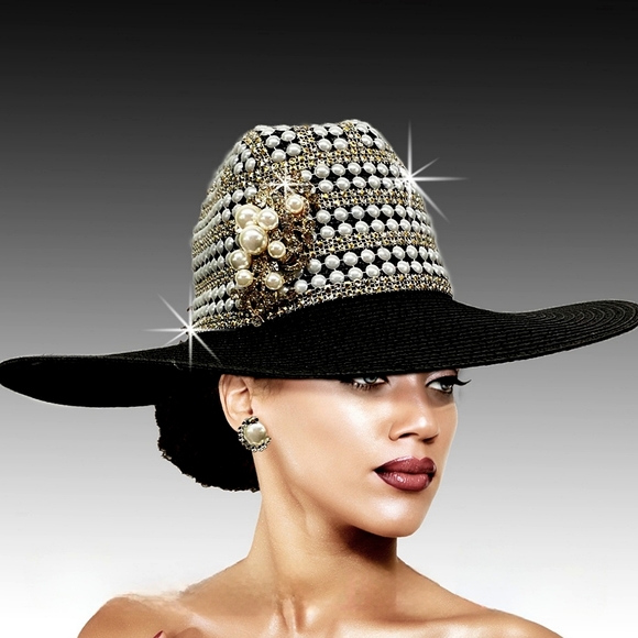 Beloved Millineey Stunning Couture Fine Handcrafted Pearl Jeweled Cowboy Western